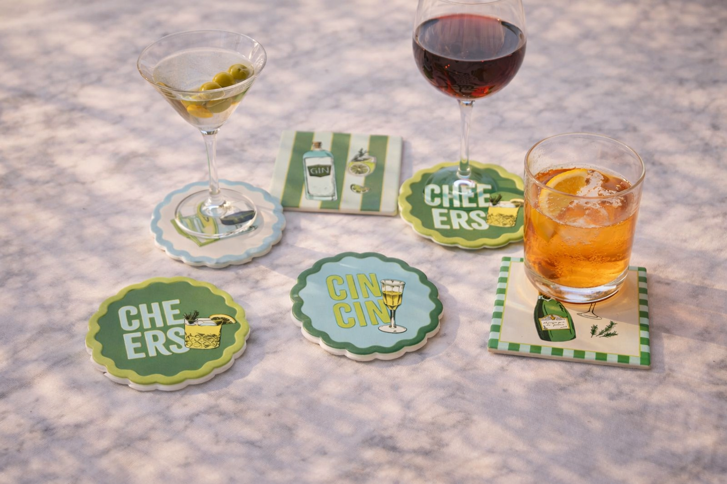 Happy Hour Ceramic Coasters - Set of 6