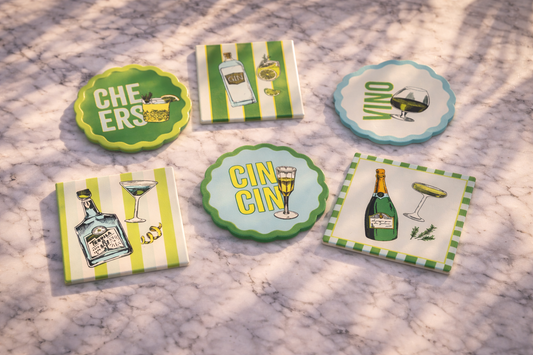 Happy Hour Ceramic Coasters - Set of 6