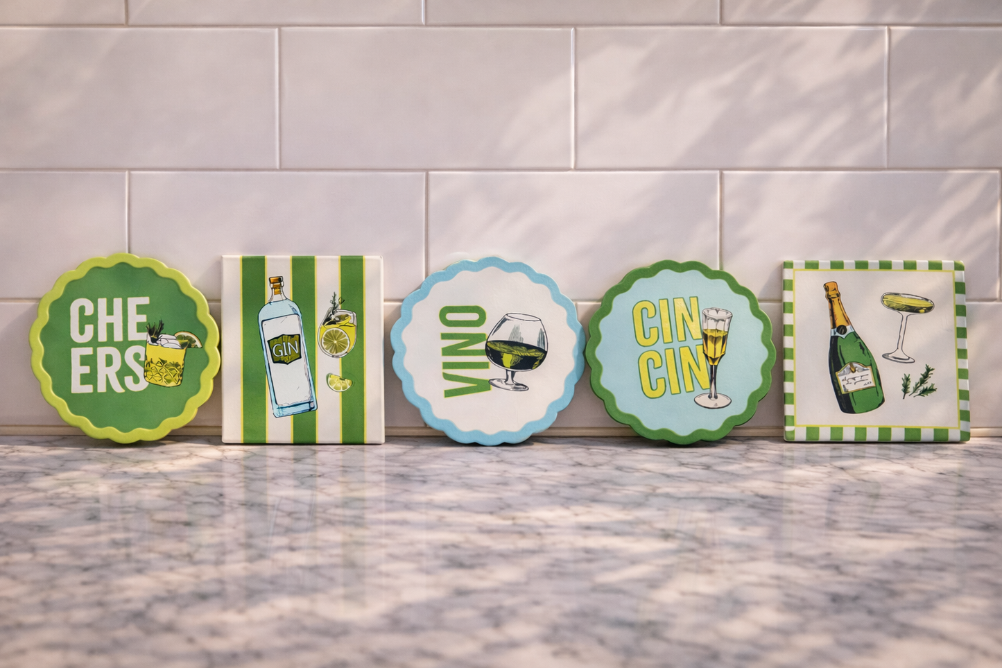 Happy Hour Ceramic Coasters - Set of 6