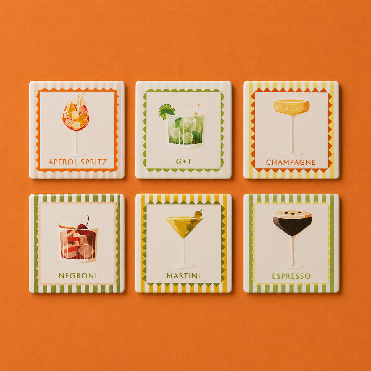 Cocktail Coasters Aperol Spritz Coasters, Italian Coasters, Housewarming Coaster Gifts. 