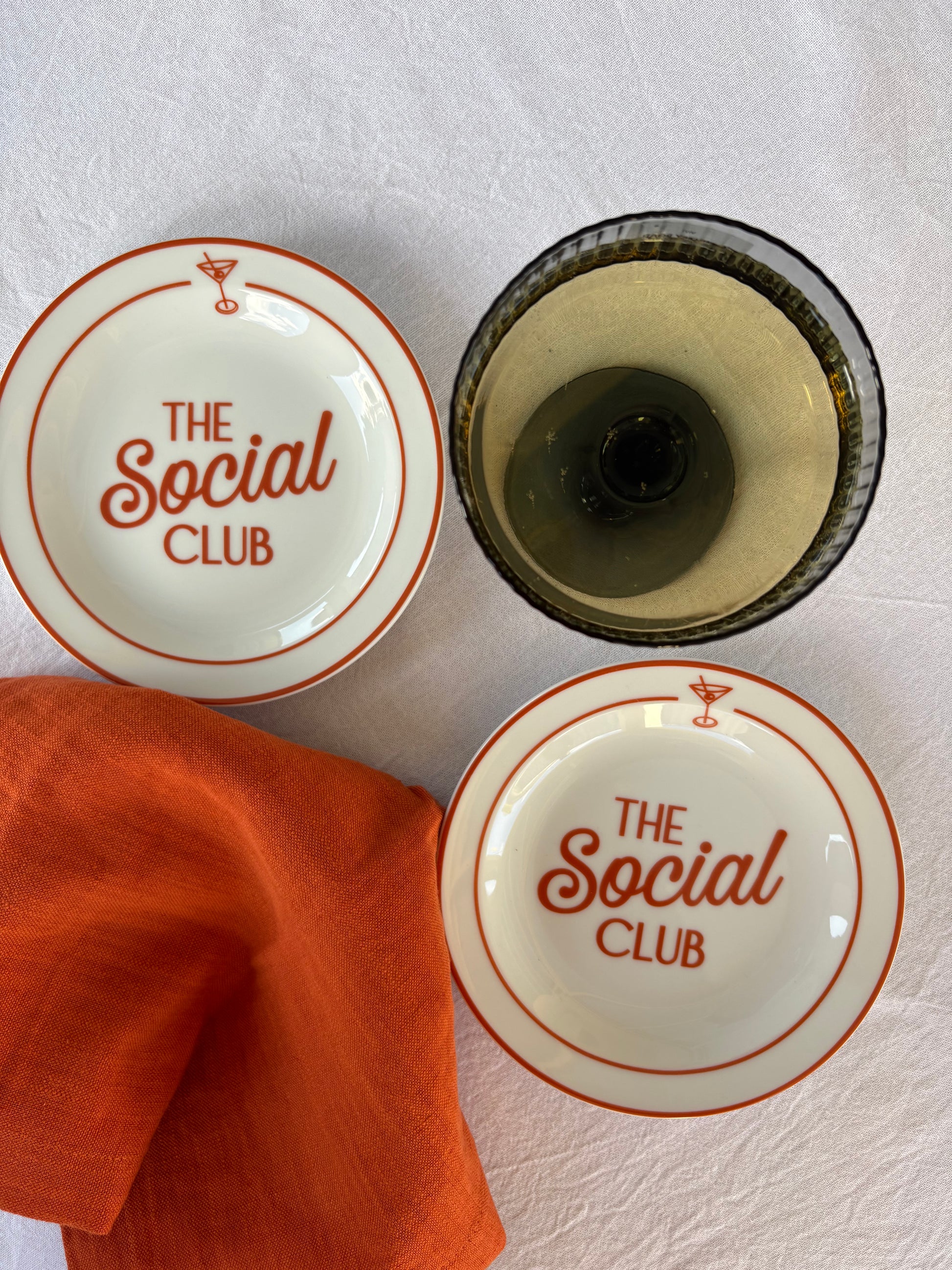 Hosting Girl Era Plates. Housewarming gift ideas. Social Club with cocktail glasses