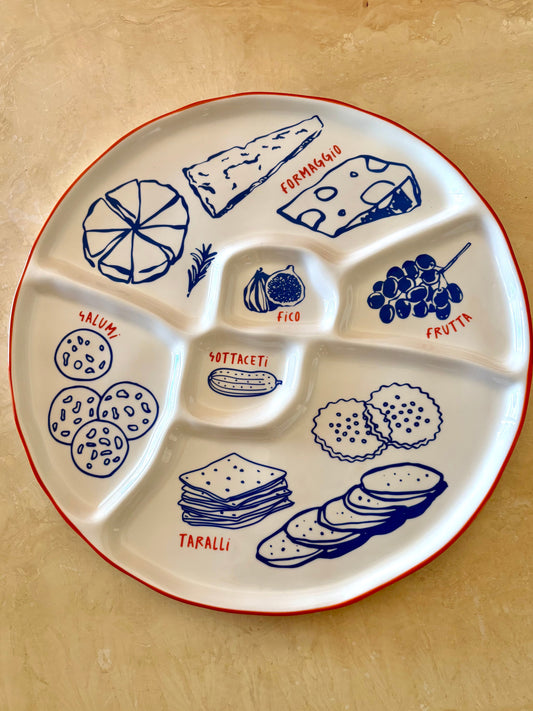 Italian antipasto platter - taralli, salumi, formaggio, frutta, fico