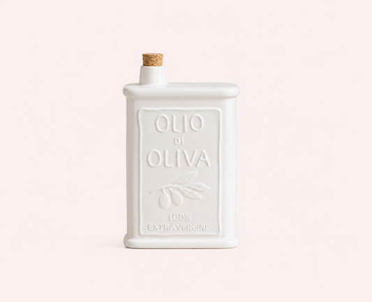 White Olive Oil Dispenser for Italian households. Olio di Oliva