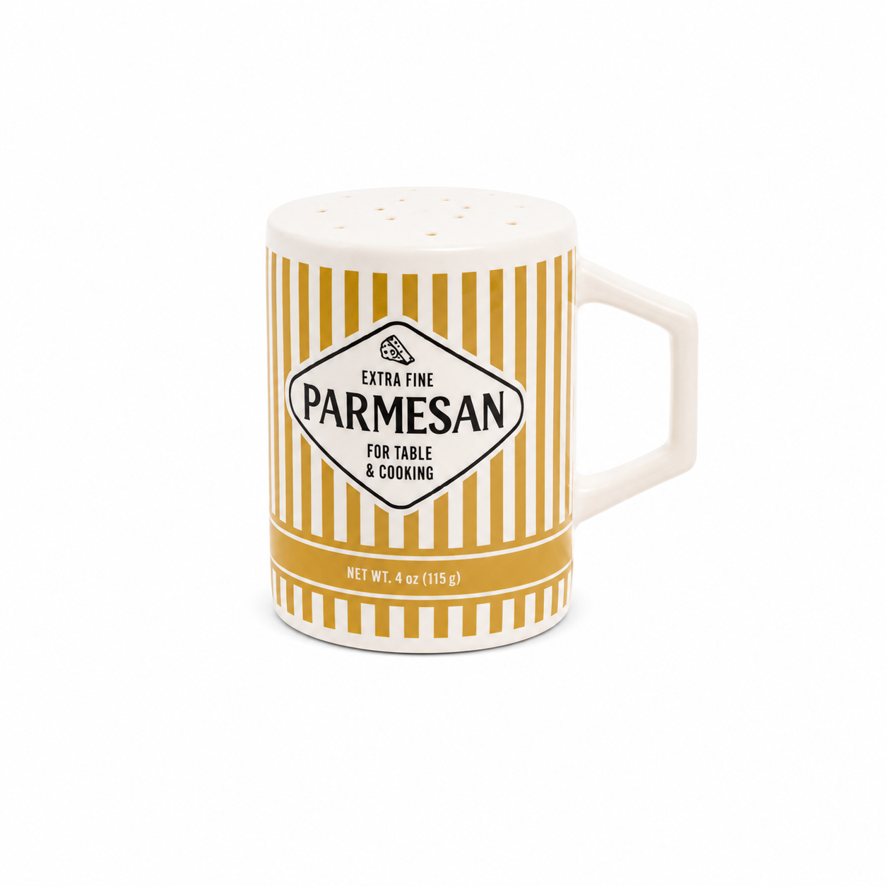 Porcelain Parmesan shaker with gold accents. Italian Melbourne Gifting ideas.