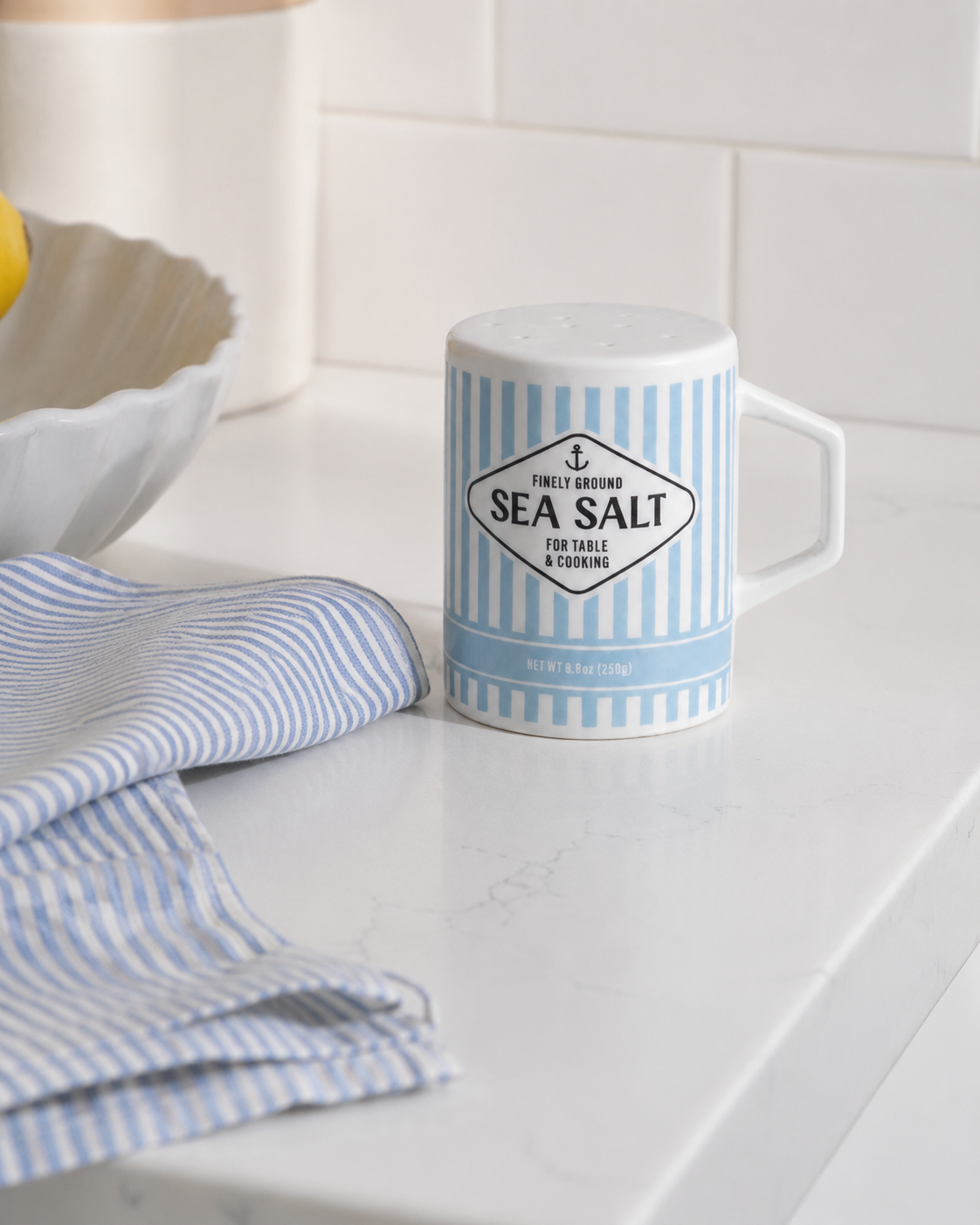 Salt Shaker Blue Linen Napkin