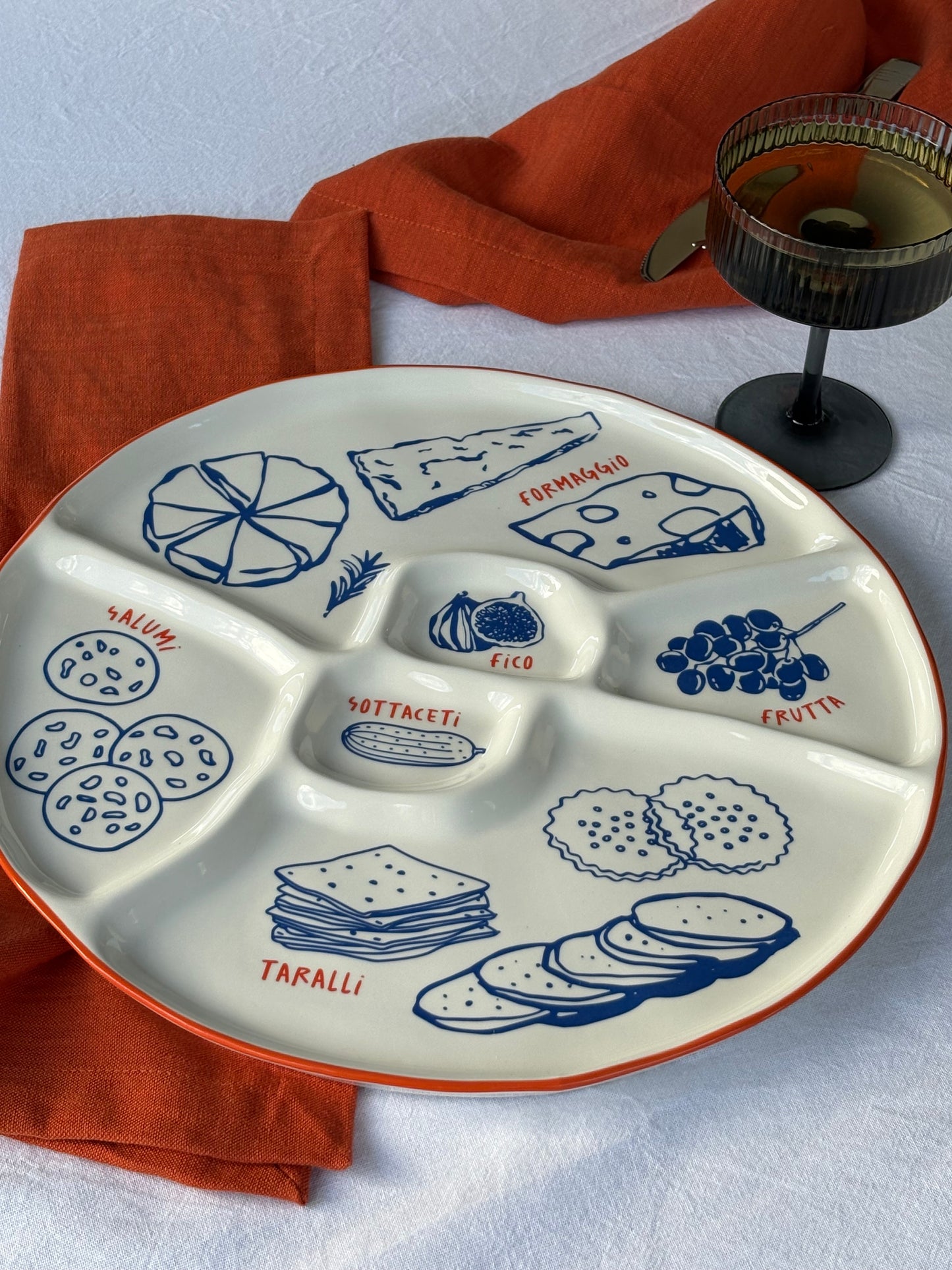 Italian Homewares Antipasto Sharing Platter. Gifting Ideas. Mediterranean sharing ideas.