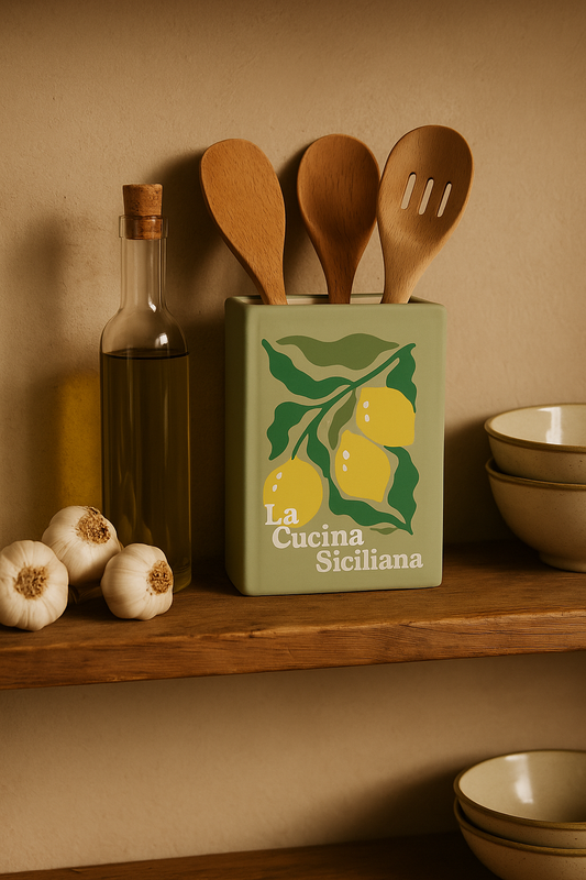 La Cucina Siciliana Lemon Ceramic Utensil Holder