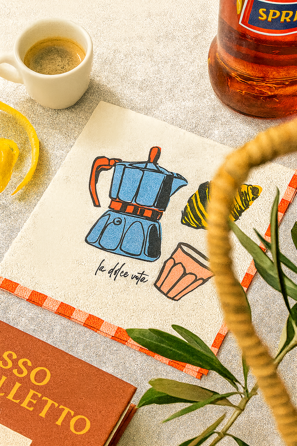 Napkin with coffee maker, croissant, and cup illustration on a light background


✅ “Italian napkins Australia”
✅ “napkins for hosting”
✅ “Mother’s Day table gifts”
✅ “Italian tableware Australia”